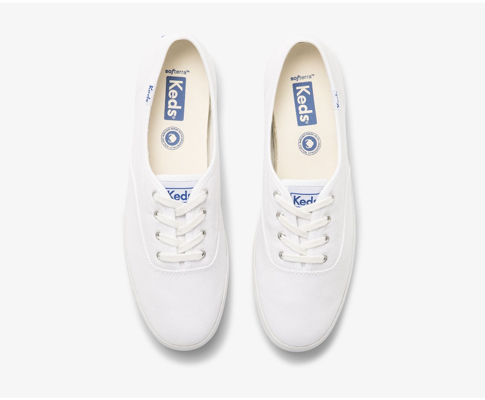 Keds Sneaker Damen Weiß - Champion Organic Cotton Segeltuch - GEX-431750